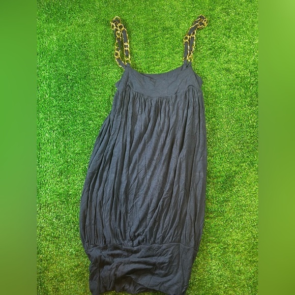 Poetry Tops - Poetry Y2K Navy Top/Dress with Gold Chain Accents